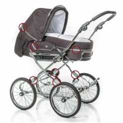 HESBA Calido Kinderwagen Außen 517 Innen 119 Schwenkbare Vorderräder SW-SL 2/25 -Kinder Komfort 9002 sicherheitsaustattung tuev 46