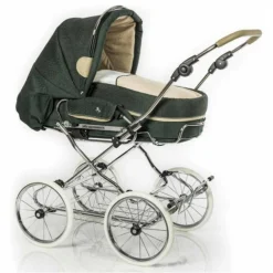 HESBA Condor Coupe Kinderwagen Außen 682 Innen 230 Teilleder Räder Weiß 30 Cm, Ledergriff Greige