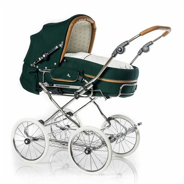HESBA Corrado Kinderwagen Außen 647 Innen 250 Teilleder Räder Weiß 30 Cm, Ledergriff Hellbraun 1 HESBA Corrado Kinderwagen Außen 647 Innen 250 Teilleder Räder Weiß 30 Cm, Ledergriff Hellbraun