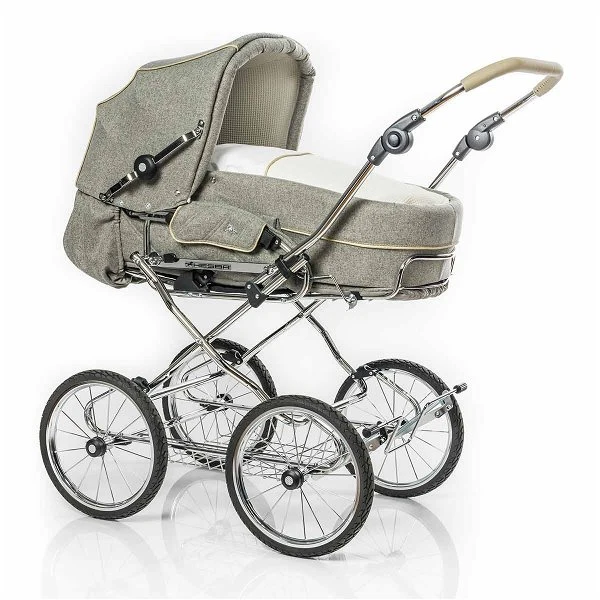 HESBA Corrado Kinderwagen Außen 782 Innen 238 Räder Schwarz 30 Cm, Ledergriff Greige 1 HESBA Corrado Kinderwagen Außen 782 Innen 238 Räder Schwarz 30 Cm, Ledergriff Greige