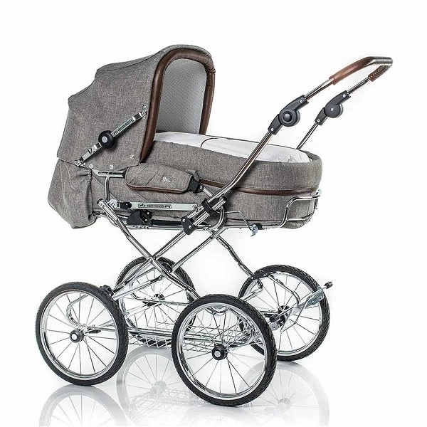 HESBA Corrado Kinderwagen Außen 796, Innen 227 Teilleder - Räder Schwarz 30 Cm, Griff Braun 1 HESBA Corrado Kinderwagen Außen 796, Innen 227 Teilleder - Räder Schwarz 30 Cm, Griff Braun