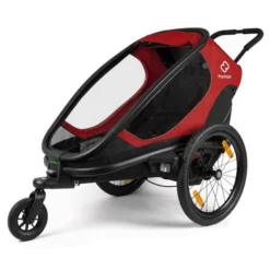 Hamax Outback Fahrradanhänger Rot/Schwarz Inkl. Deichsel & Buggyrad -Kinder Komfort ham400064 hamax outback one red black rad