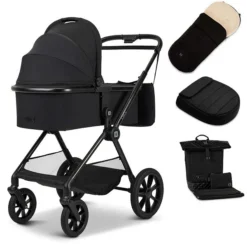 Moon Clicc Kombi-Kinderwagen Black Melange Zubehör Bundle