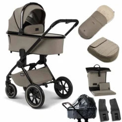 Moon Gio Plus Kombi-Kinderwagen Mud/black Chrome Zubehör Bundle