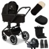 Moon Resea Plus Kinderwagen Black/black Matt Zubehör Bundle