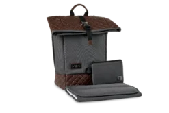 Moon Premium Rolltop Rucksack Anthrazit Mit Wickelauflage, Geldtasche & Befestigungssystem