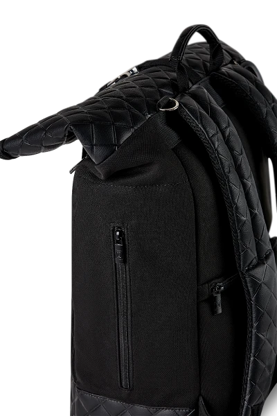 Moon Premium Rolltop Rucksack Black Mit Wickelauflage, Geldtasche & Befestigungssystem 3 Moon Premium Rolltop Rucksack Black Mit Wickelauflage, Geldtasche & Befestigungssystem – Bild 3