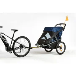 Tfk Velo 2 Fahrradanhänger Marine-schwarz | Mit Deichsel Und Kupplung -Kinder Komfort rs1387 t v2 s 334 bike 2 scr
