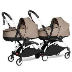 BABYZEN™ YOYO² Zwillingskinderwagen Taupe Gestell White
